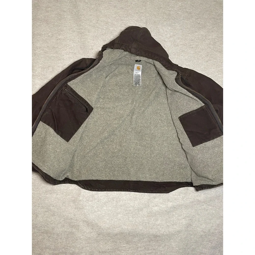 Carhartt J141 DKB Sandstone Sierra Jacket Sherpa Lined Dark Brown Mens 2XL Reg